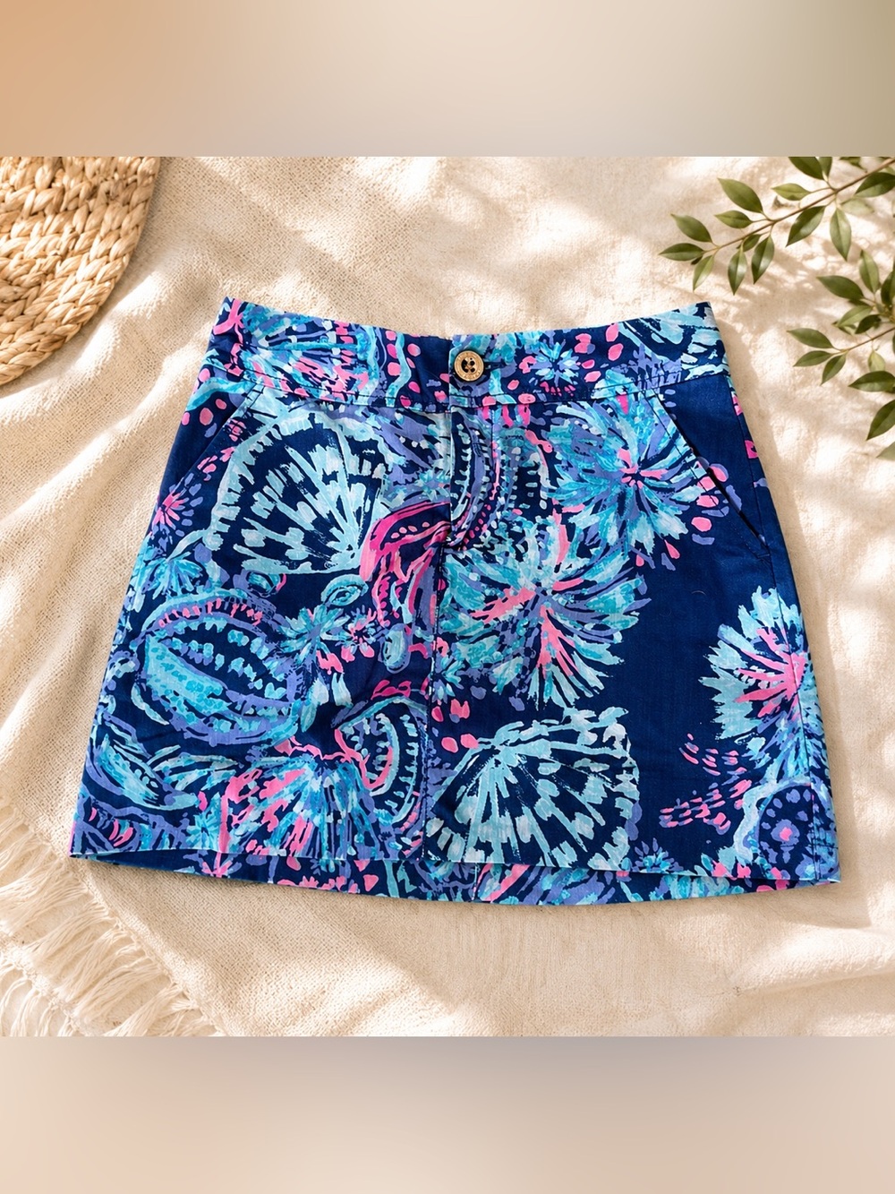 Lilly Pulitzer Blue and Pink Mini Skirt Resort Wear